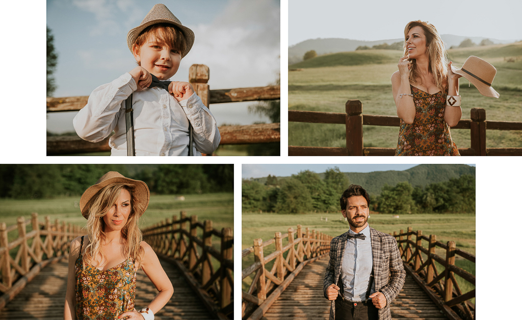 foto di famiglia al tramonto
