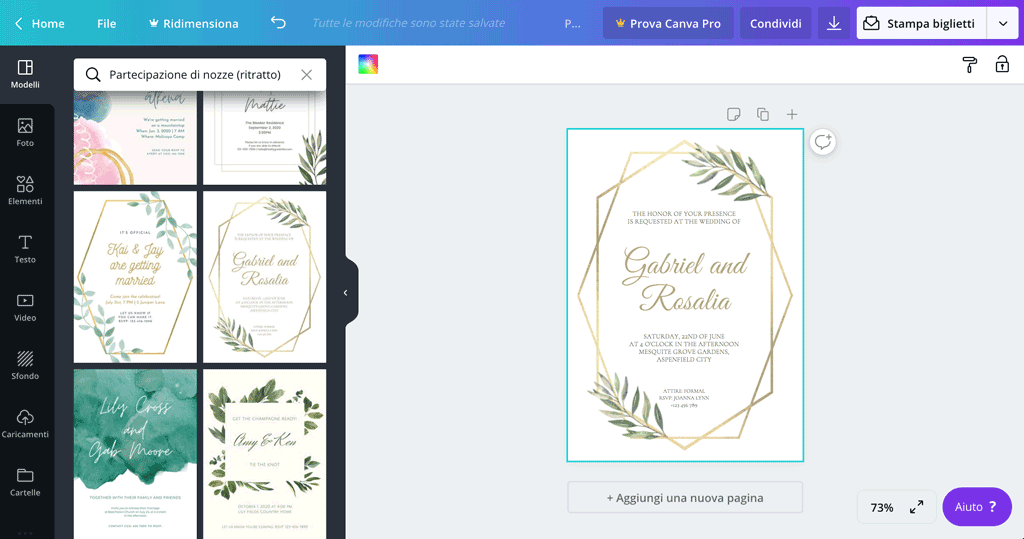 una nuova data per il tuo matrimonio con canva