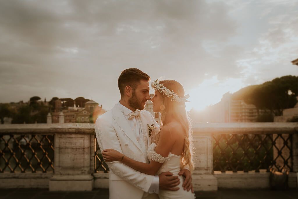 foto di matrimonio durante l’ora d'oro