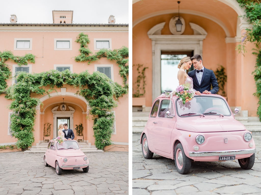sposi in auto d'epoca
