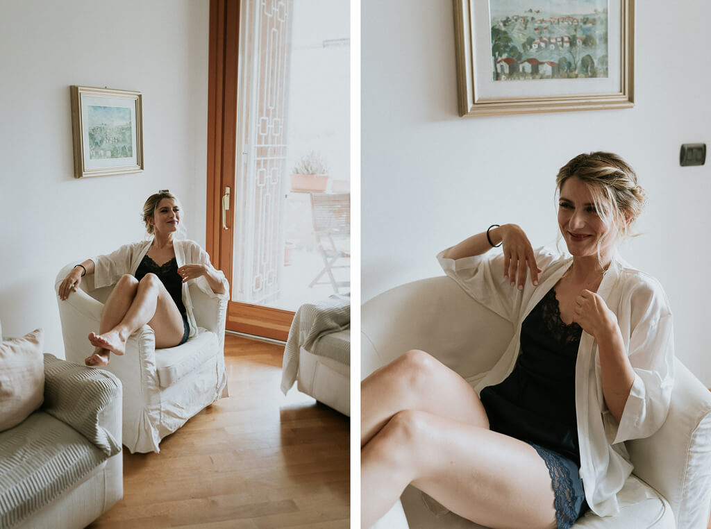la sposa si prepara a casa
