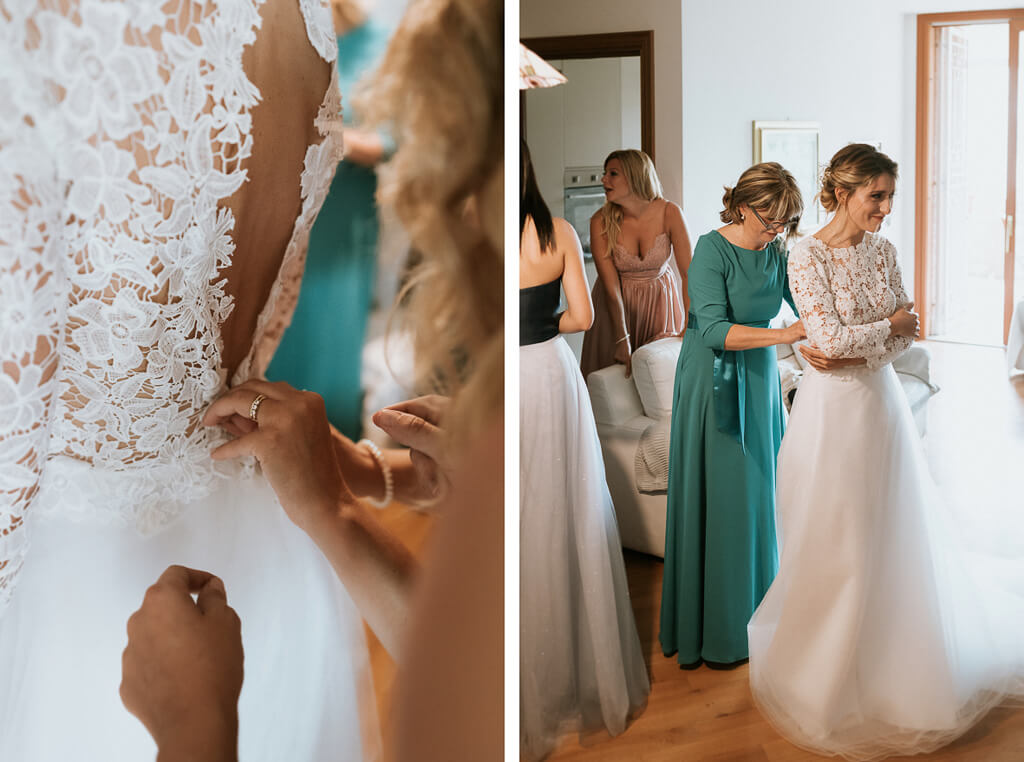 la sposa indossa il suo abito