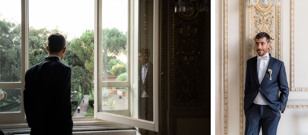 foto dello sposo in villa aurelia