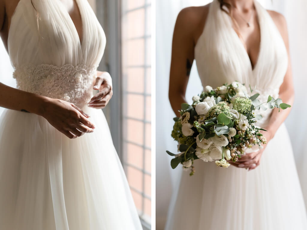 dettagli della sposa e il bouquet