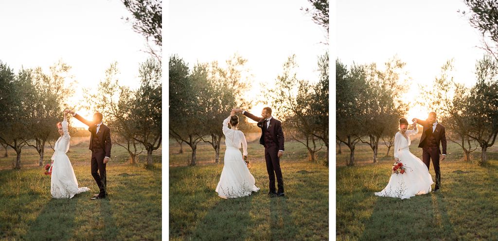 il tramonto dietro gli ulivi di le jardin potager