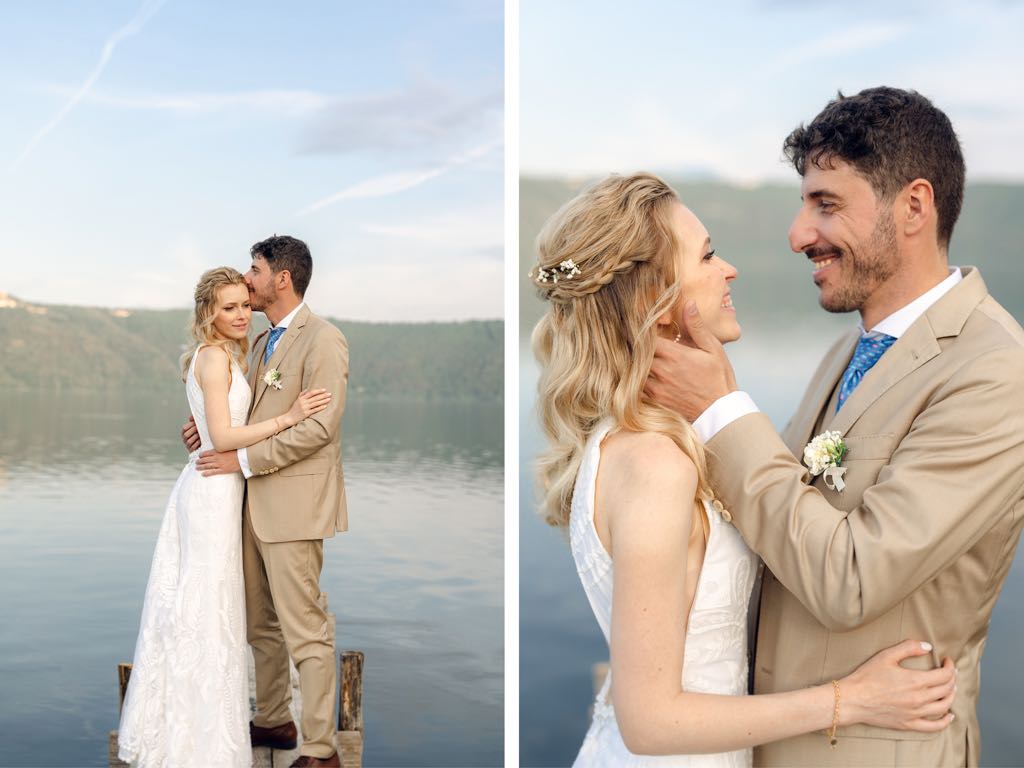 matrimonio al lago al tramonto